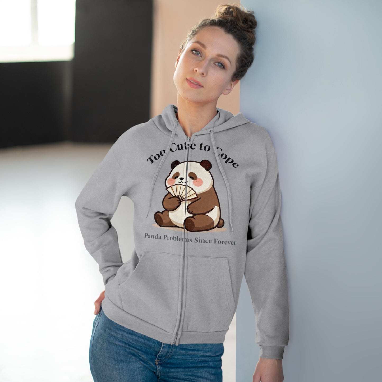 Shy Panda Zip-Up Hoodie – Kawaii Comfort Wear for Everyday Cuteness & Warm Vibes