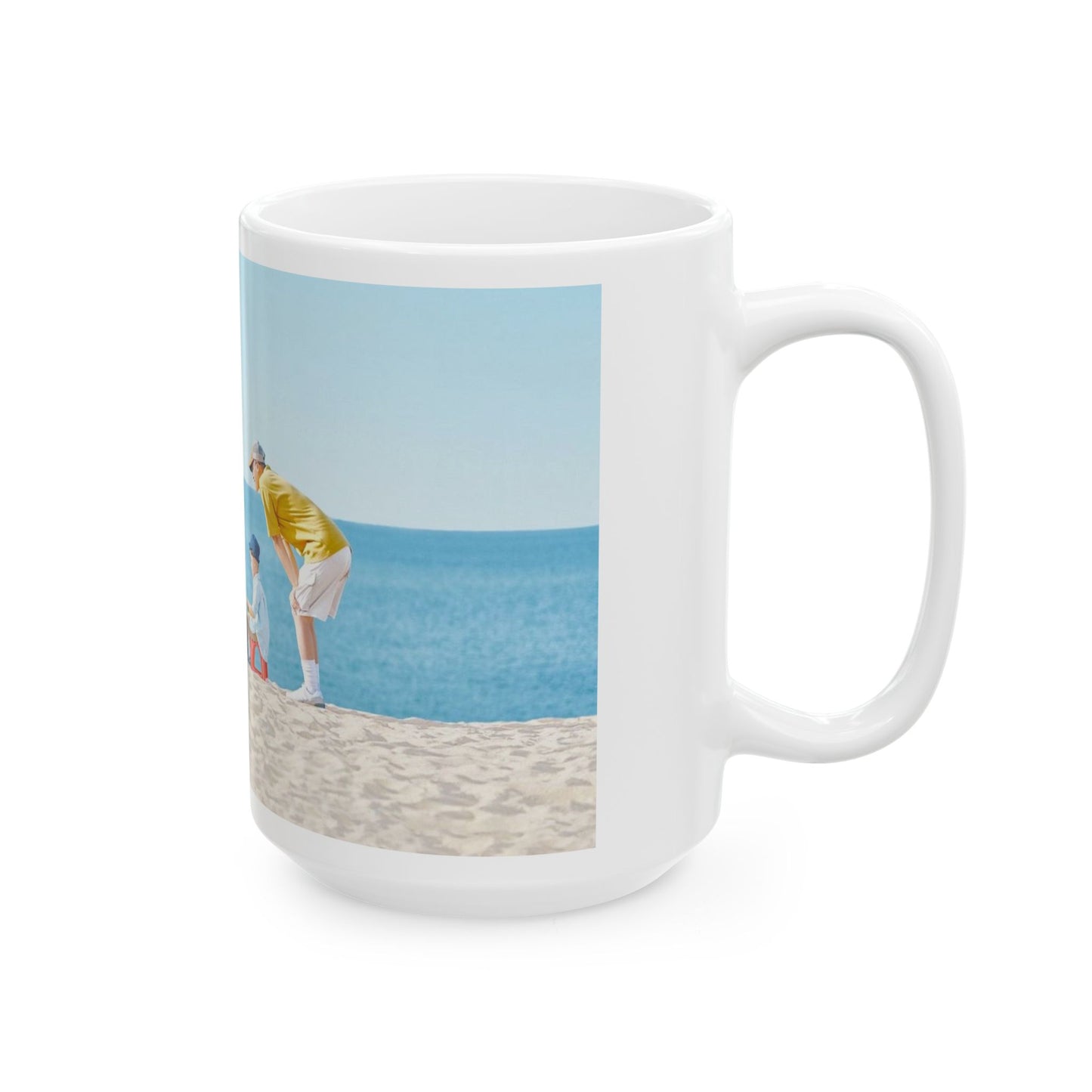 Beach Day Family Ceramic Mug – Vintage Seaside Scene (11oz & 15oz)