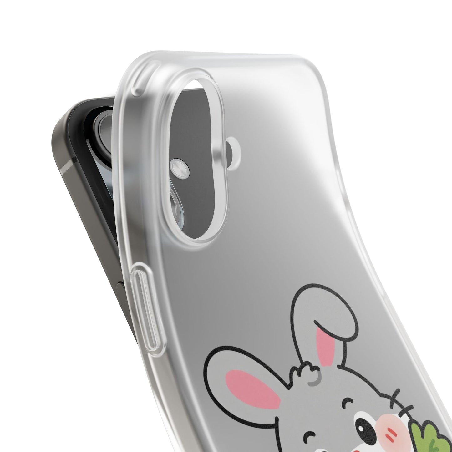Playful Bunny Holding Carrot Phone Case – Soft, Charming Protective Cover