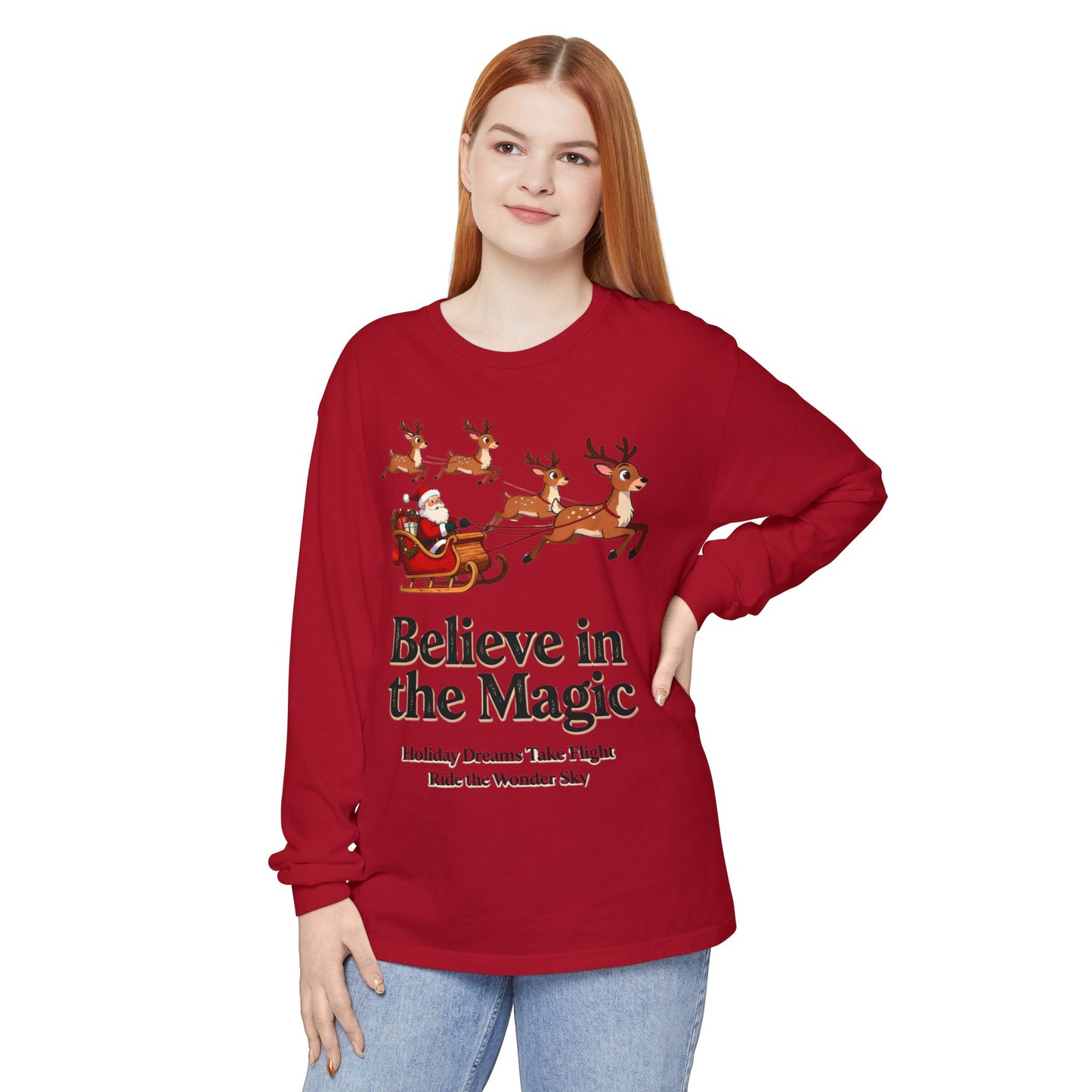 Holiday Spirit Long Sleeve Tee – Believe in the Magic of Christmas with Cozy Festive Style