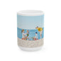Beach Day Family Ceramic Mug – Vintage Seaside Scene (11oz & 15oz)