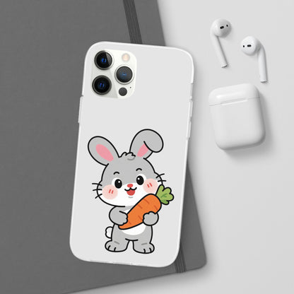 Playful Bunny Holding Carrot Phone Case – Soft, Charming Protective Cover