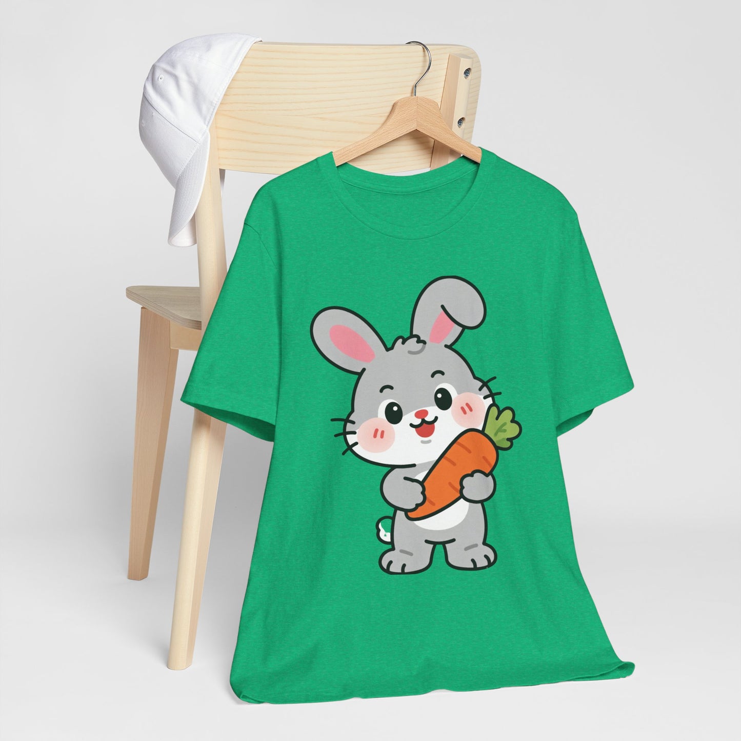 Sweet Bunny & Carrot Graphic Tee – Soft Pastel Rabbit Illustration Shirt