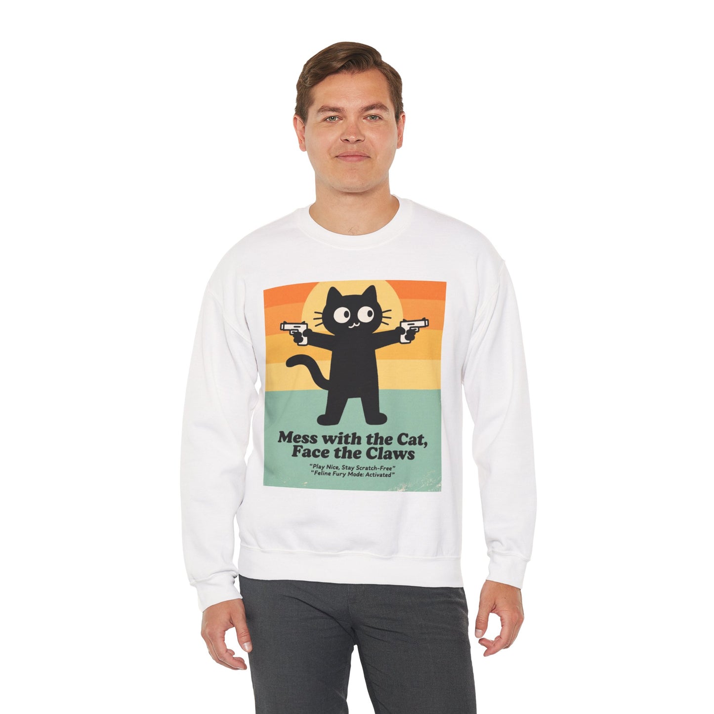 Claw Power Vintage Sweatshirt – Bold Cat Graphic with Retro Edge and Street Cool Vibe