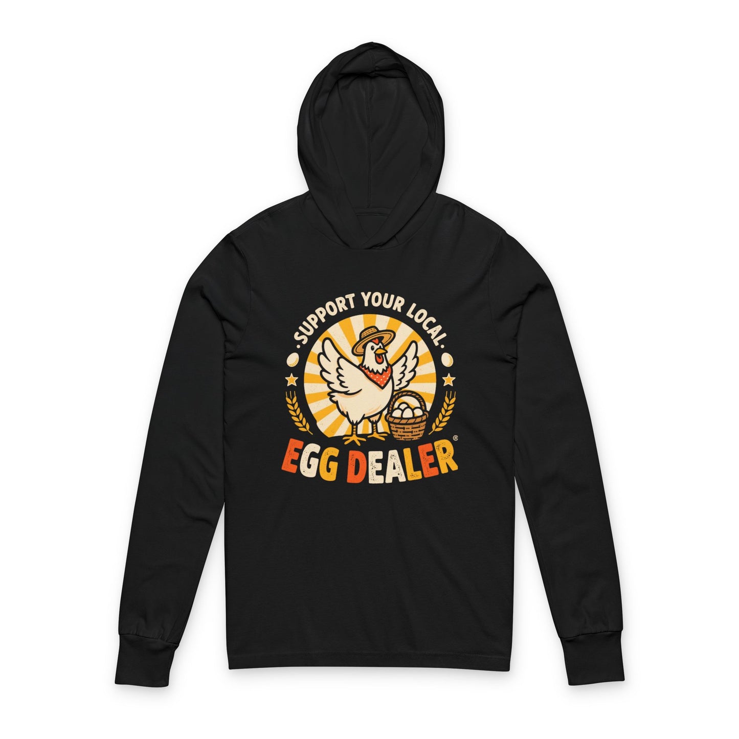 Support Your Local Egg Dealer Hoodie – Funny Chicken Graphic Vintage Long Sleeve Tee