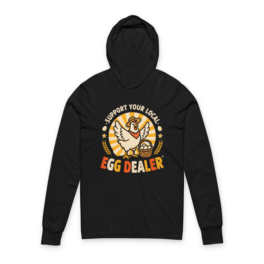 Support Your Local Egg Dealer Hoodie – Funny Chicken Graphic Vintage Long Sleeve Tee
