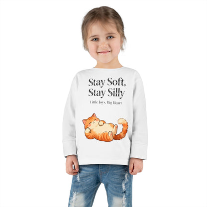Adorable Sleeping Cat Toddler Long Sleeve – Soft & Playful “Stay Silly” Kids Top