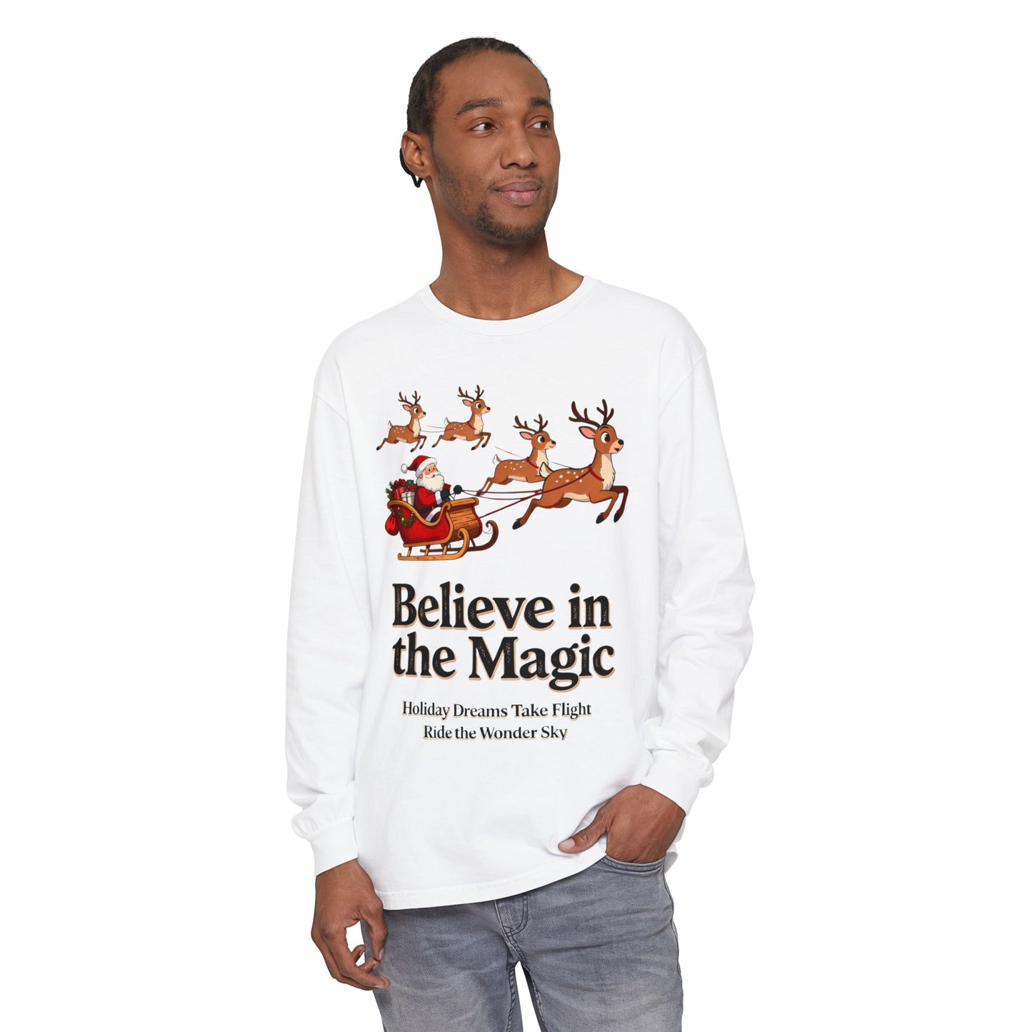 Holiday Spirit Long Sleeve Tee – Believe in the Magic of Christmas with Cozy Festive Style