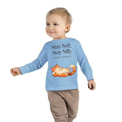 Adorable Sleeping Cat Toddler Long Sleeve – Soft & Playful “Stay Silly” Kids Top