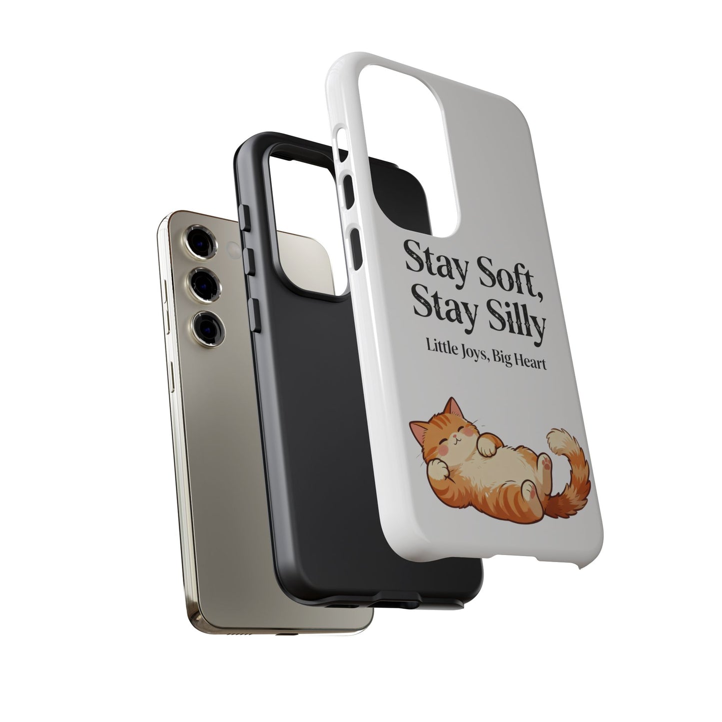 Orange Cat Aesthetic Phone Case – Stay Soft, Stay Silly | Custom Text Available | Little Joys, Big Heart