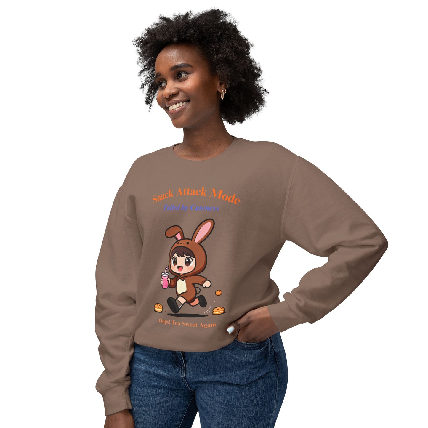 Kawaii Bunny Snack Lover Crewneck – Cute Cartoon Pullover for Cozy Everyday Style