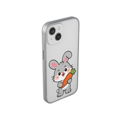 Playful Bunny Holding Carrot Phone Case – Soft, Charming Protective Cover