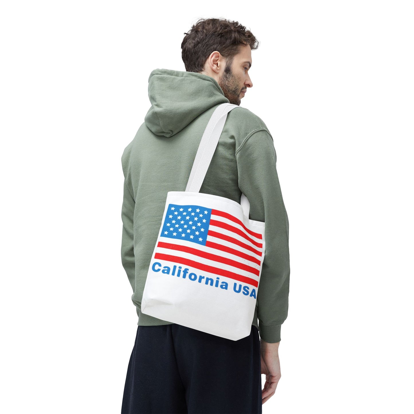California Bear Pride Tote – Bold USA Flag Canvas Bag for Everyday Carry