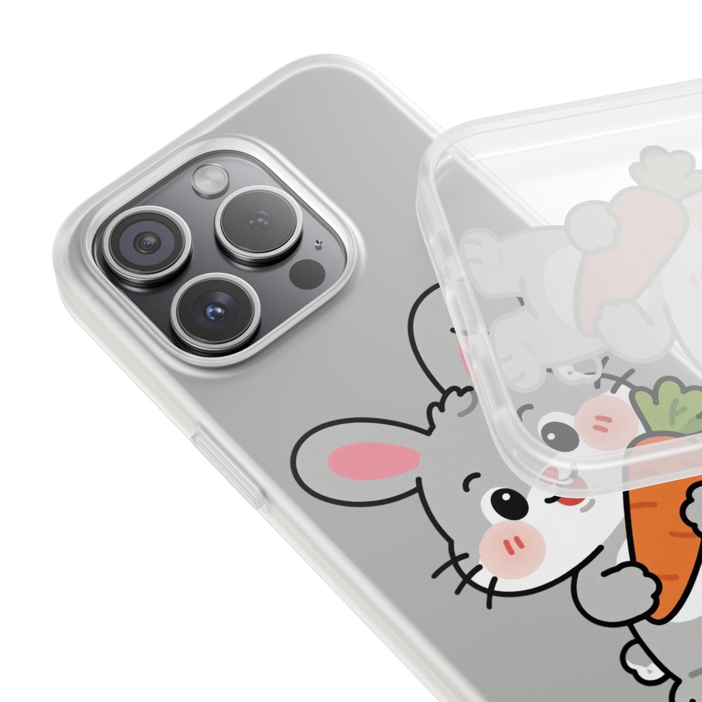 Playful Bunny Holding Carrot Phone Case – Soft, Charming Protective Cover