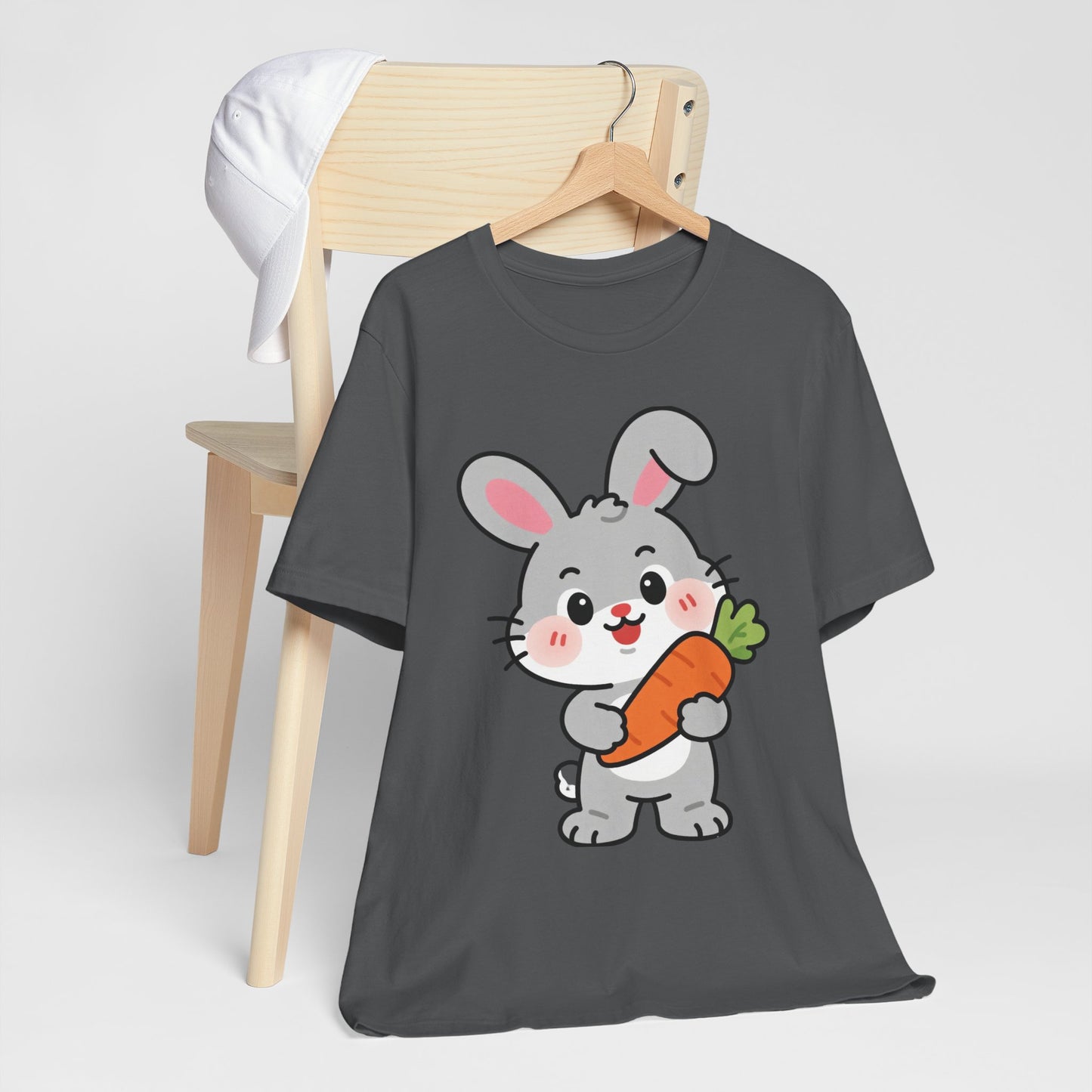 Sweet Bunny & Carrot Graphic Tee – Soft Pastel Rabbit Illustration Shirt