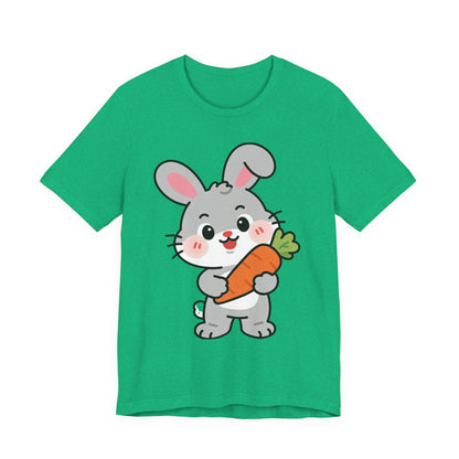 Sweet Bunny & Carrot Graphic Tee – Soft Pastel Rabbit Illustration Shirt