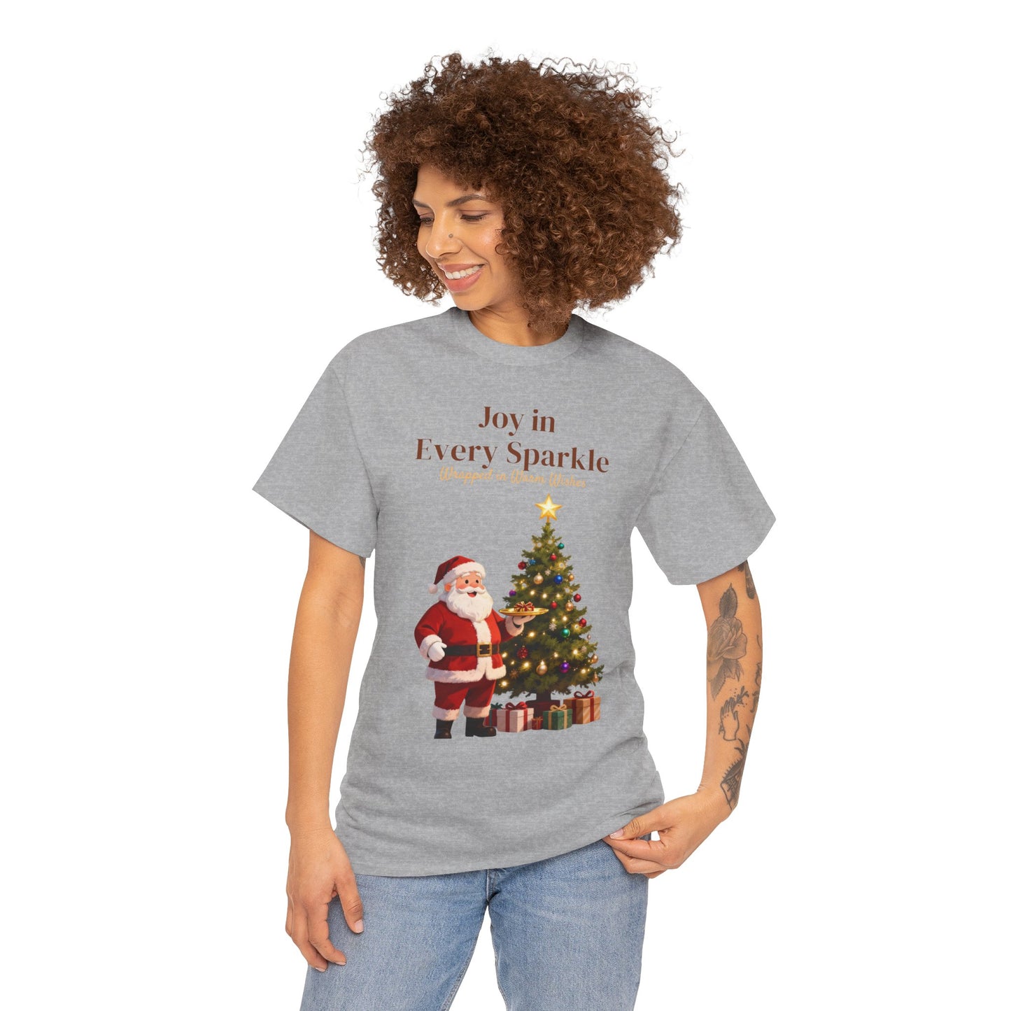Cozy Santa & Tree Christmas T-Shirt – Festive Holiday Tee for Joyful Winter Days