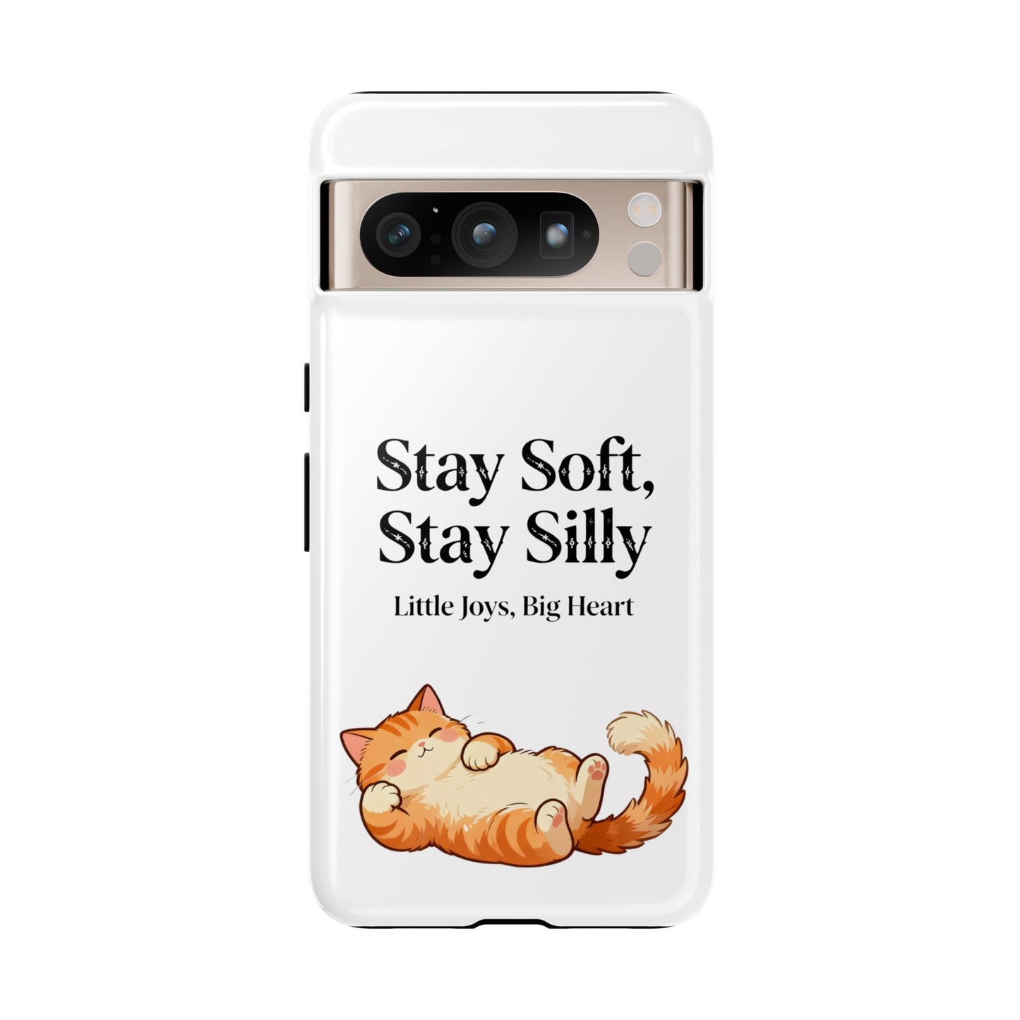 Orange Cat Aesthetic Phone Case – Stay Soft, Stay Silly | Custom Text Available | Little Joys, Big Heart