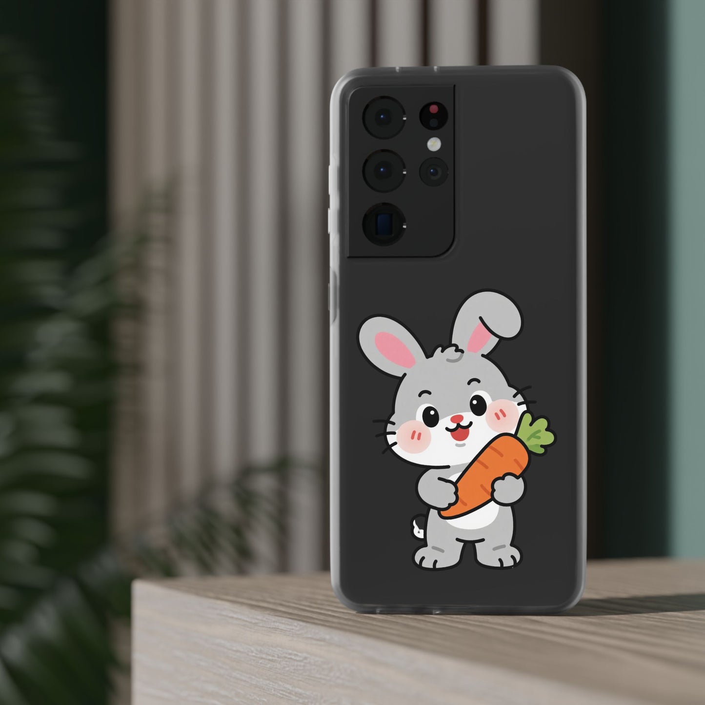 Playful Bunny Holding Carrot Phone Case – Soft, Charming Protective Cover