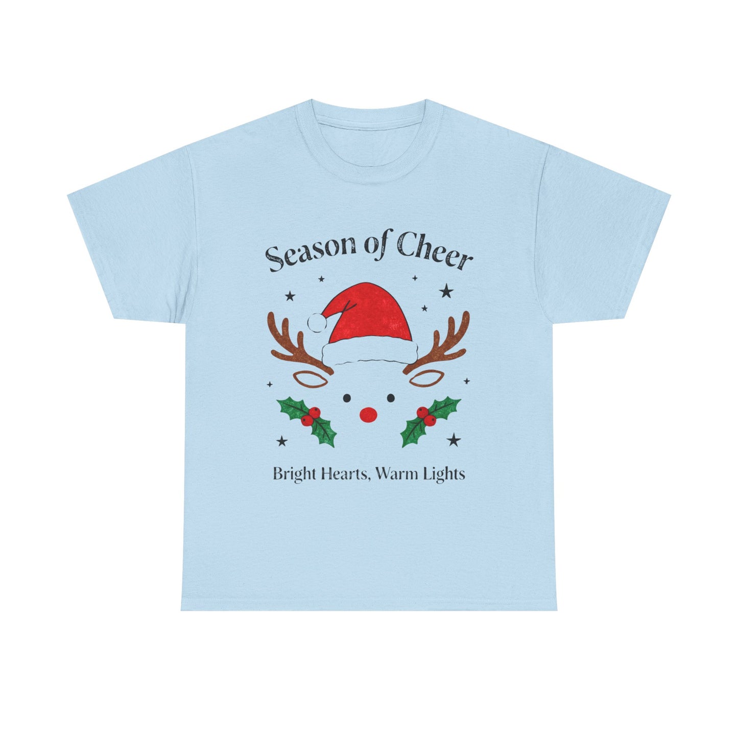 Bright Hearts Reindeer Christmas T-Shirt – Cozy Holiday Gift for Family and Friends