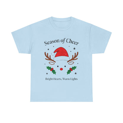 Bright Hearts Reindeer Christmas T-Shirt – Cozy Holiday Gift for Family and Friends