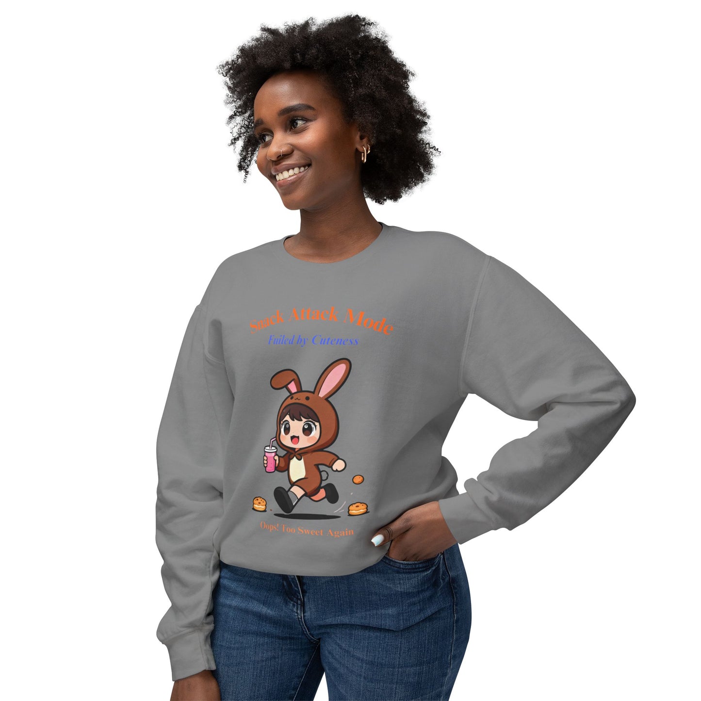 Kawaii Bunny Snack Lover Crewneck – Cute Cartoon Pullover for Cozy Everyday Style