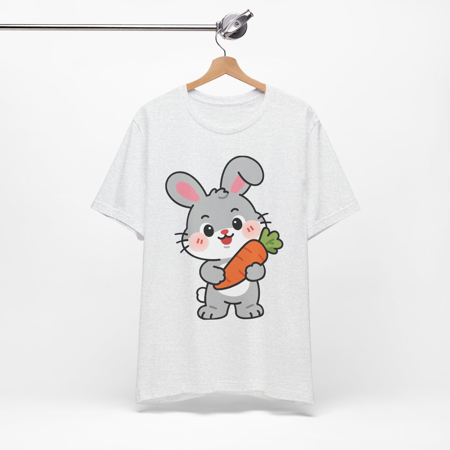 Sweet Bunny & Carrot Graphic Tee – Soft Pastel Rabbit Illustration Shirt