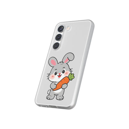 Playful Bunny Holding Carrot Phone Case – Soft, Charming Protective Cover