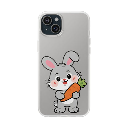 Playful Bunny Holding Carrot Phone Case – Soft, Charming Protective Cover