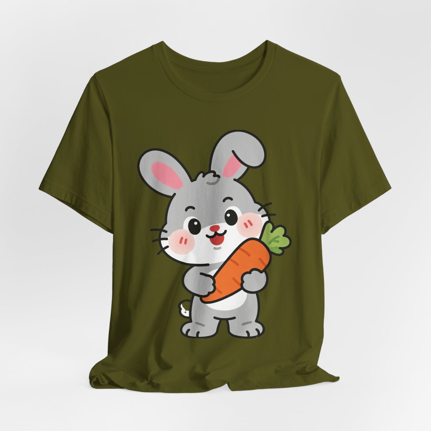 Sweet Bunny & Carrot Graphic Tee – Soft Pastel Rabbit Illustration Shirt