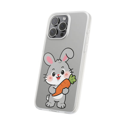Playful Bunny Holding Carrot Phone Case – Soft, Charming Protective Cover