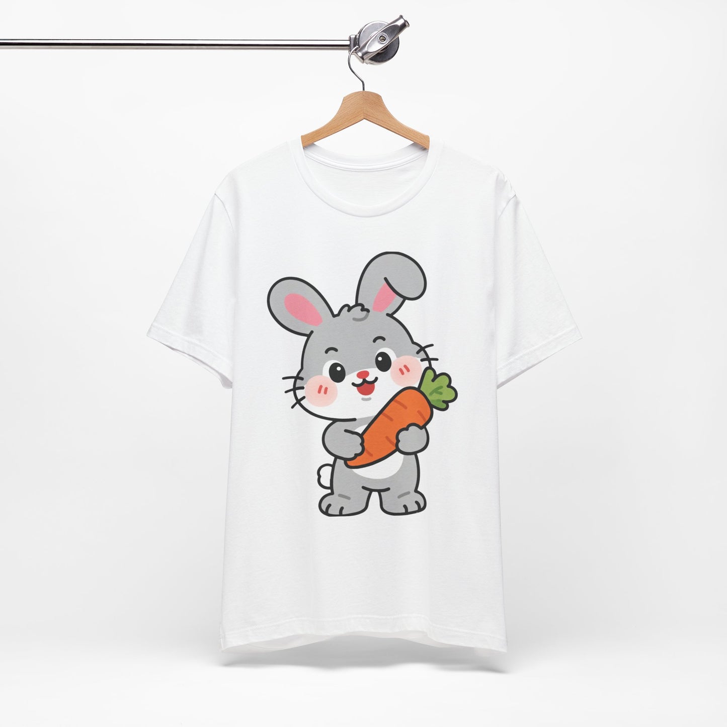 Sweet Bunny & Carrot Graphic Tee – Soft Pastel Rabbit Illustration Shirt