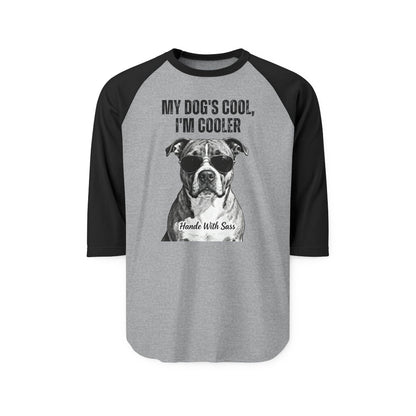 Cooler Than My Dog Raglan – Witty Graphic Tee for Dog Dads, Moms & Pet Enthusiasts