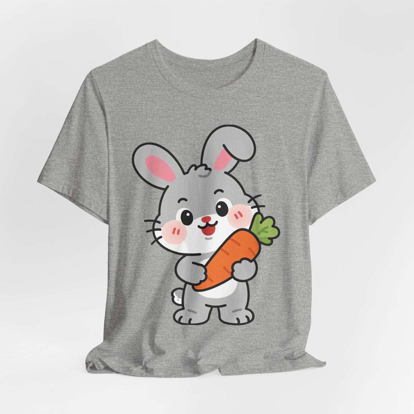 Sweet Bunny & Carrot Graphic Tee – Soft Pastel Rabbit Illustration Shirt
