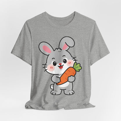 Sweet Bunny & Carrot Graphic Tee – Soft Pastel Rabbit Illustration Shirt