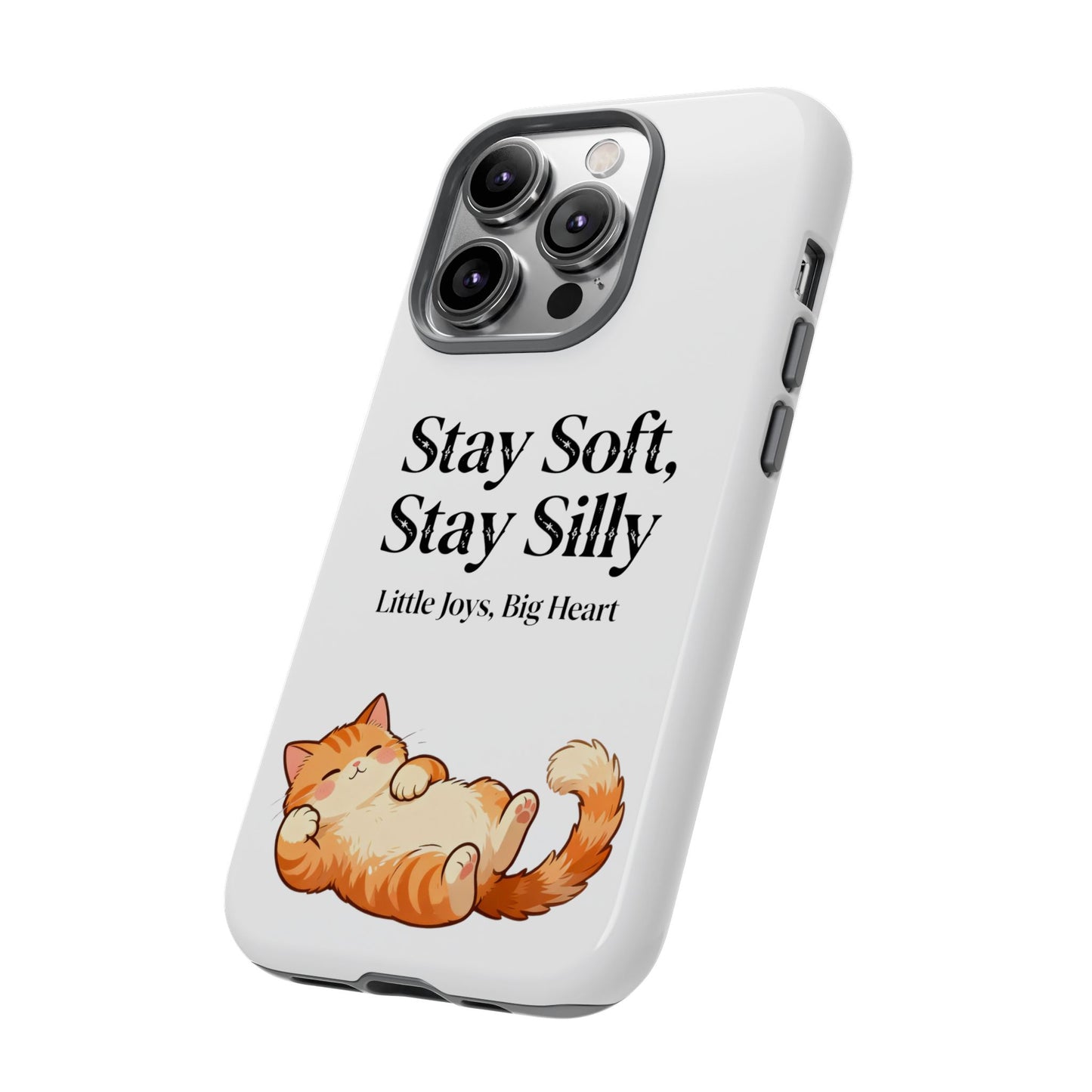 Orange Cat Aesthetic Phone Case – Stay Soft, Stay Silly | Custom Text Available | Little Joys, Big Heart