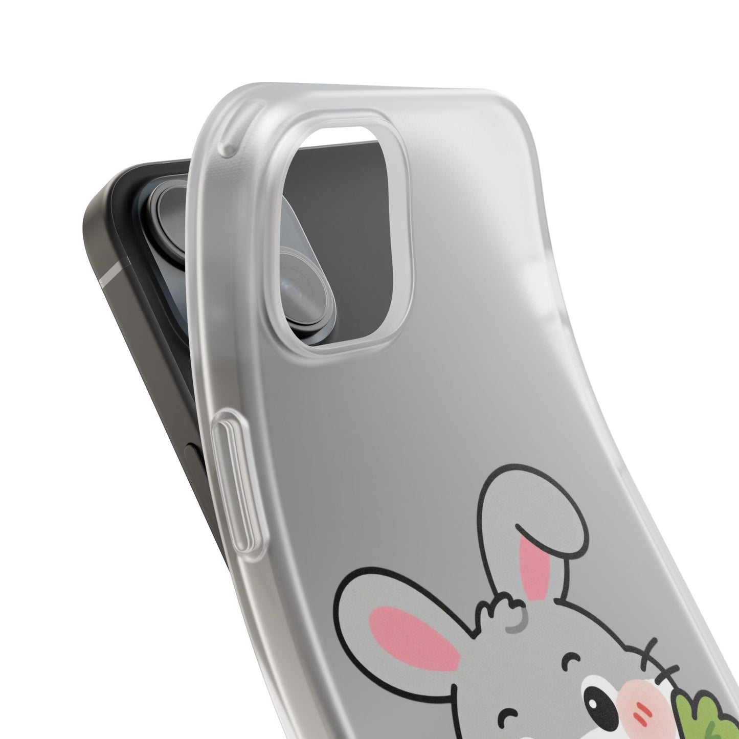 Playful Bunny Holding Carrot Phone Case – Soft, Charming Protective Cover