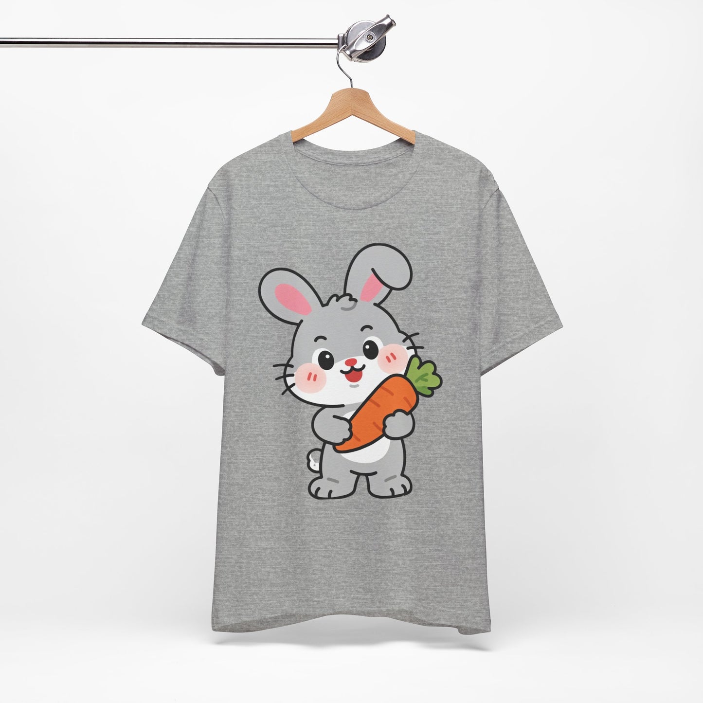 Sweet Bunny & Carrot Graphic Tee – Soft Pastel Rabbit Illustration Shirt