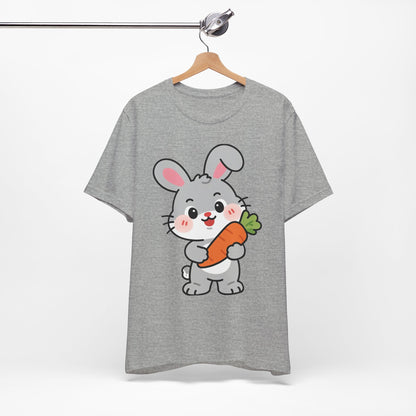 Sweet Bunny & Carrot Graphic Tee – Soft Pastel Rabbit Illustration Shirt