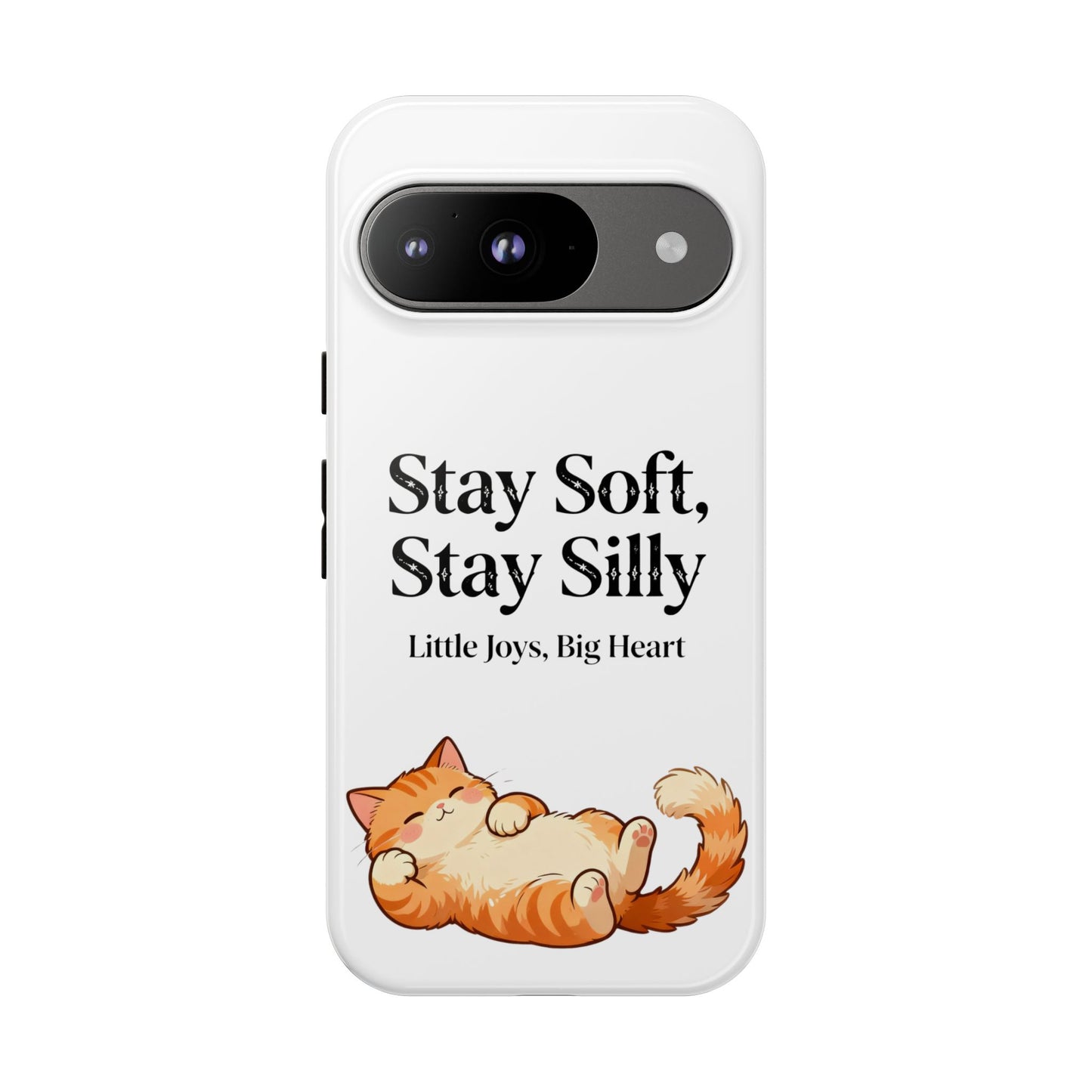 Orange Cat Aesthetic Phone Case – Stay Soft, Stay Silly | Custom Text Available | Little Joys, Big Heart