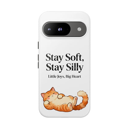 Orange Cat Aesthetic Phone Case – Stay Soft, Stay Silly | Custom Text Available | Little Joys, Big Heart