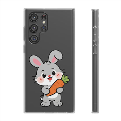 Playful Bunny Holding Carrot Phone Case – Soft, Charming Protective Cover