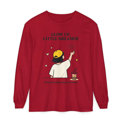 Glow Up Dreamer Long Sleeve Tee – Uplifting Inspirational Graphic Shirt