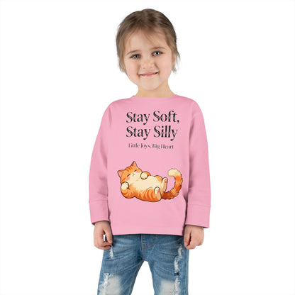 Adorable Sleeping Cat Toddler Long Sleeve – Soft & Playful “Stay Silly” Kids Top