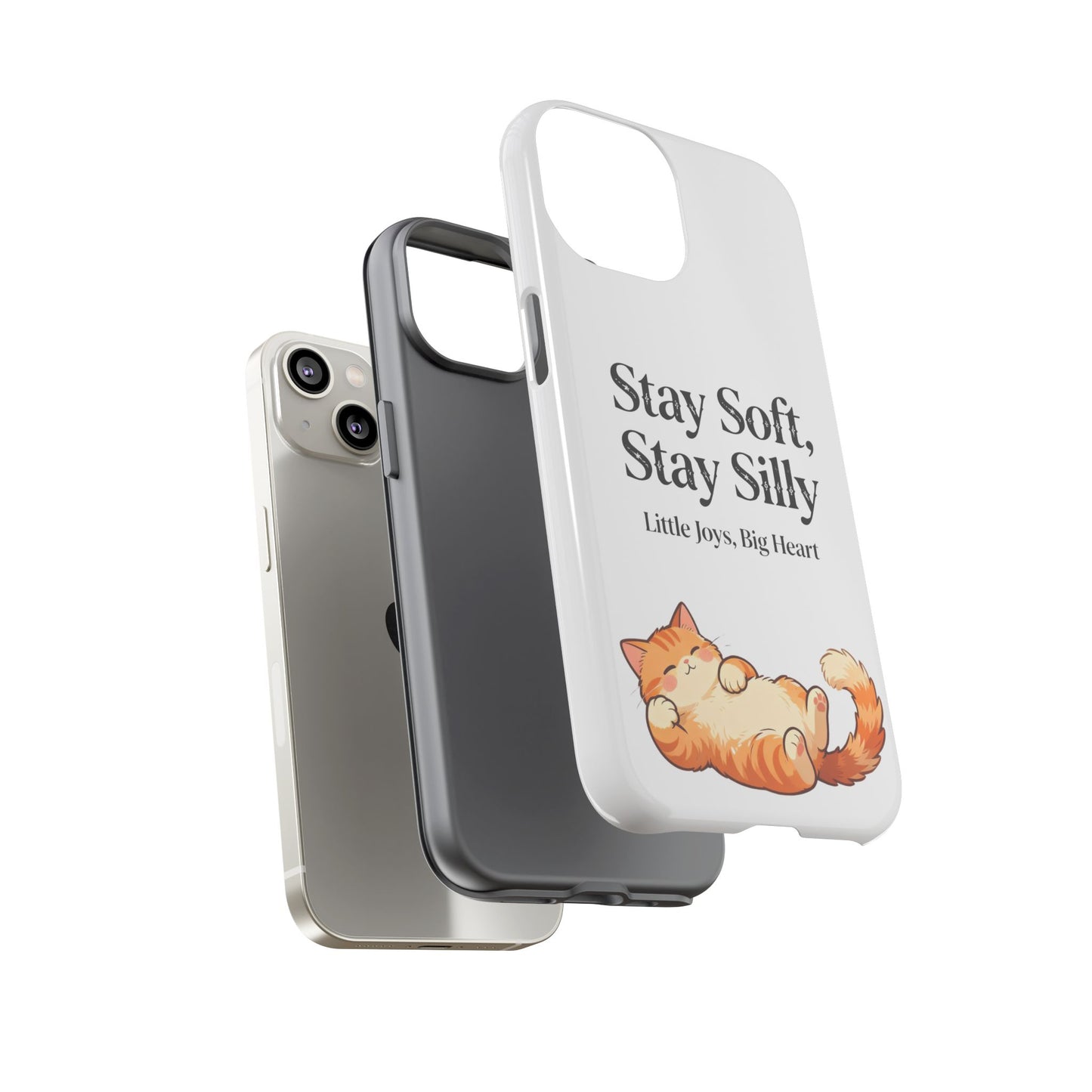Orange Cat Aesthetic Phone Case – Stay Soft, Stay Silly | Custom Text Available | Little Joys, Big Heart