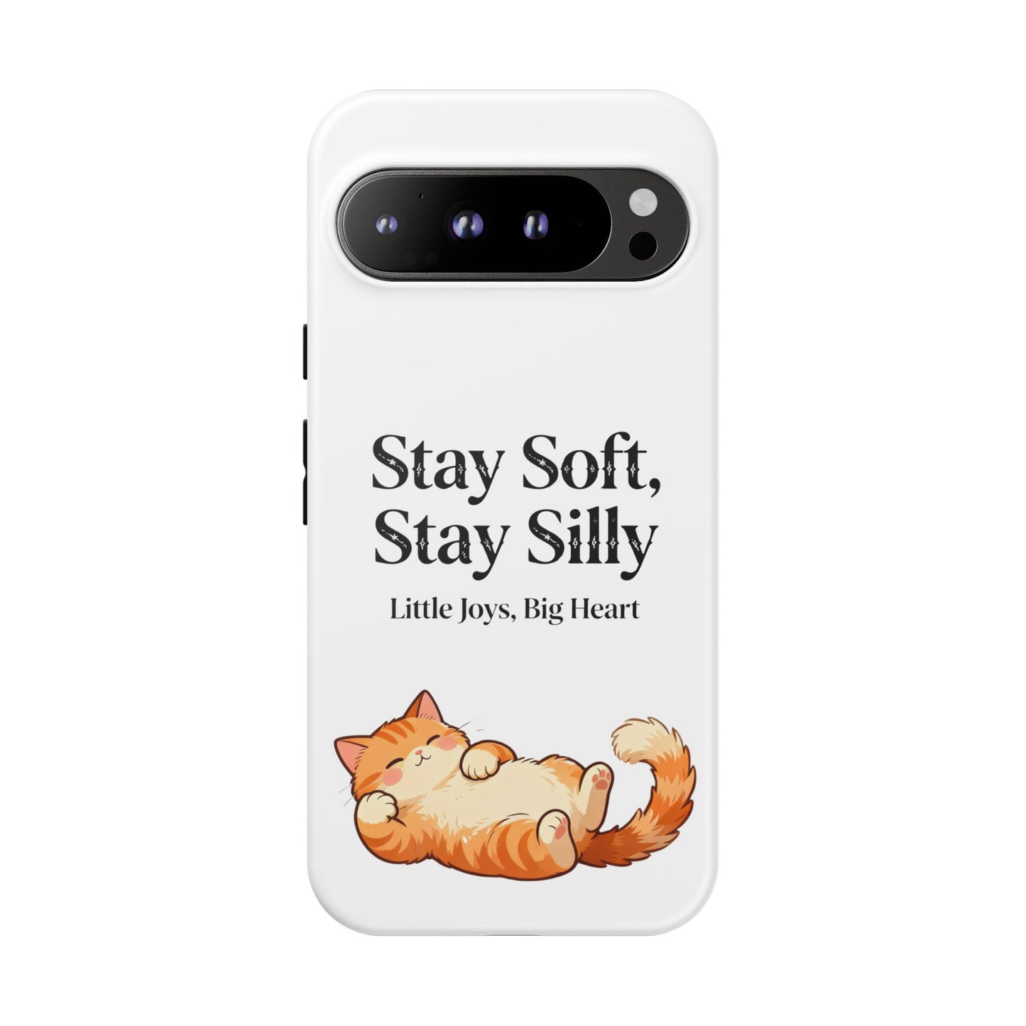 Orange Cat Aesthetic Phone Case – Stay Soft, Stay Silly | Custom Text Available | Little Joys, Big Heart