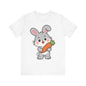 Sweet Bunny & Carrot Graphic Tee – Soft Pastel Rabbit Illustration Shirt