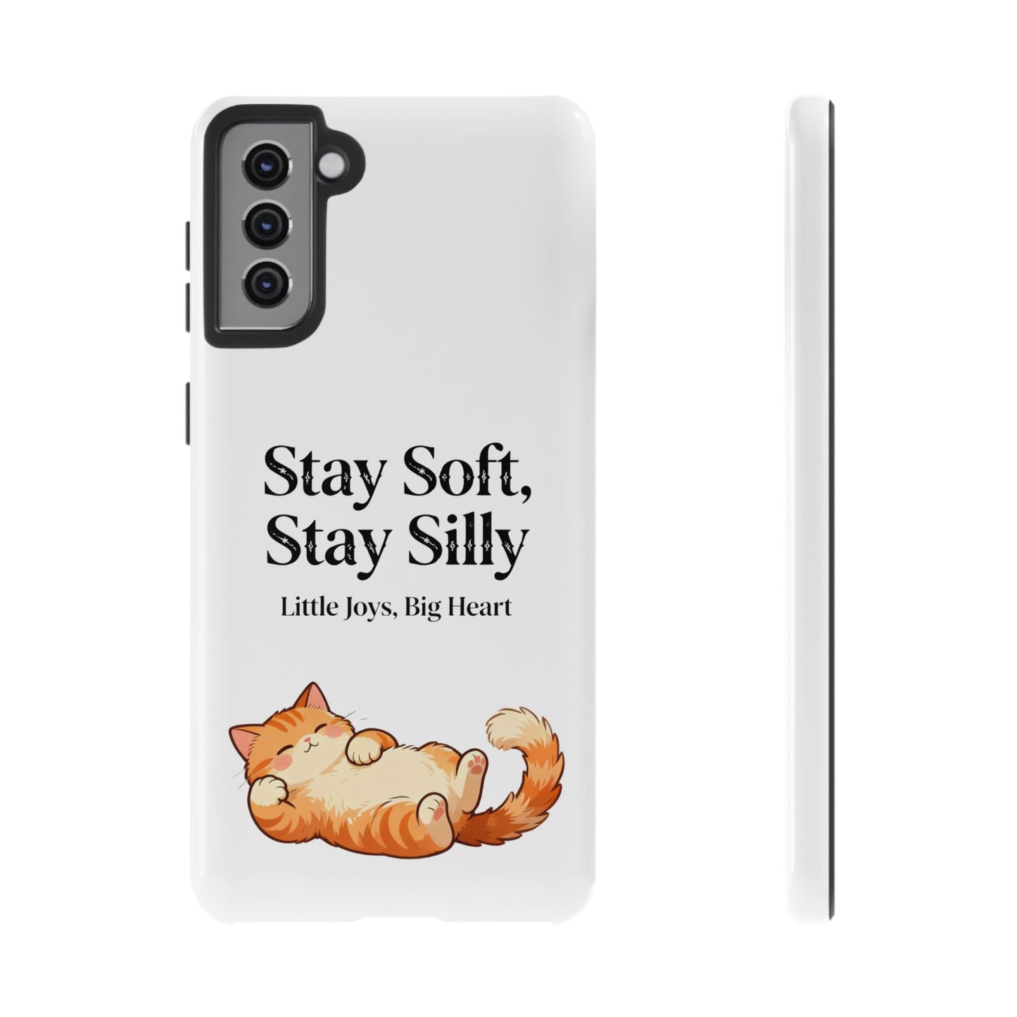 Orange Cat Aesthetic Phone Case – Stay Soft, Stay Silly | Custom Text Available | Little Joys, Big Heart