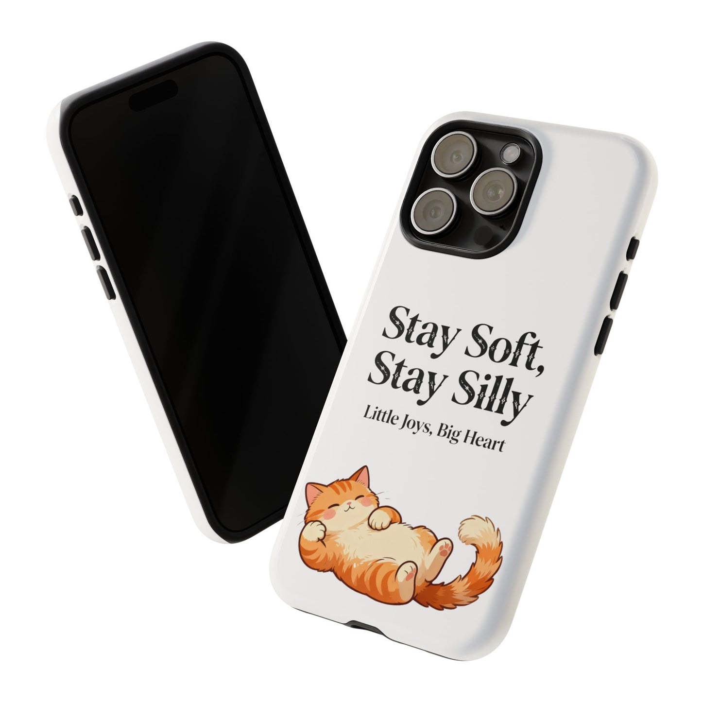 Orange Cat Aesthetic Phone Case – Stay Soft, Stay Silly | Custom Text Available | Little Joys, Big Heart