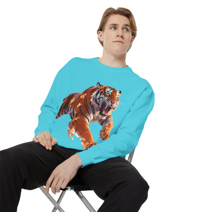 Custom Fierce Tiger Graphic Unisex Garment-Dyed Sweatshirt